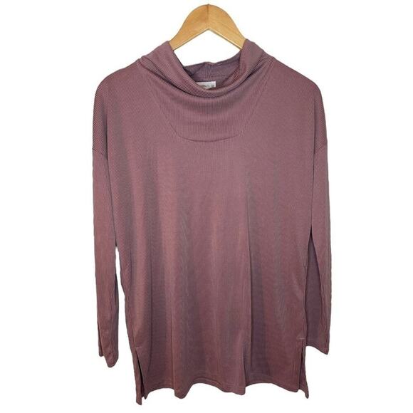 J. Jill Pure Jill Soft Viola Mauve Long Sleeve Ribbed Knit Sand-Washed Tunic - Picture 2 of 6